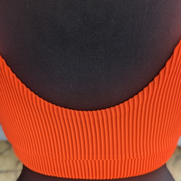 Hollister Swim XL Ribbed Scoop Neon Orange Bikini Top Bright Vacation Vibes - Picture 7 of 12